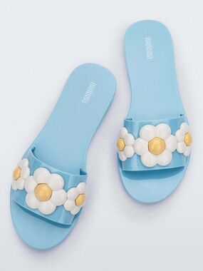 Melissa "Babe Spring" Floral Slide Sandal in Blue